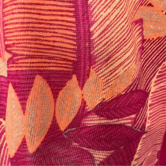 Chicos Orange Pink Floral 3/4 Sleeve Open Sweater - Picture 6 of 14